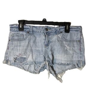 PINK Victoria's Secret Extremely Distressed Pale Blue Denim Jeans Shorts 6